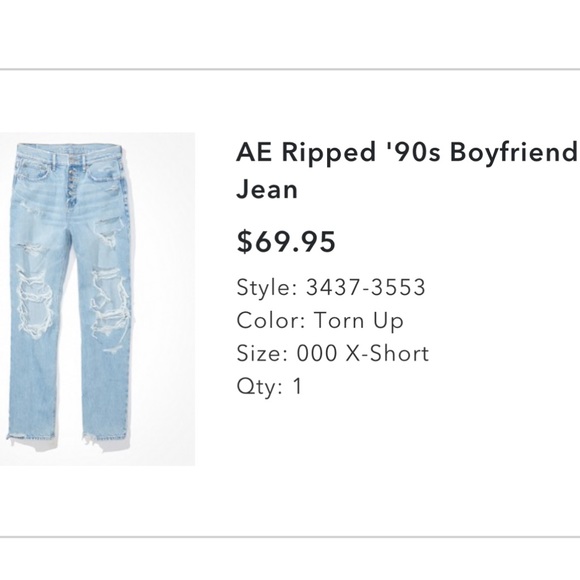 American Eagle Ripped '90s Boyfriend
Jean
X-short size 000 **not 00** - Picture 7 of 7